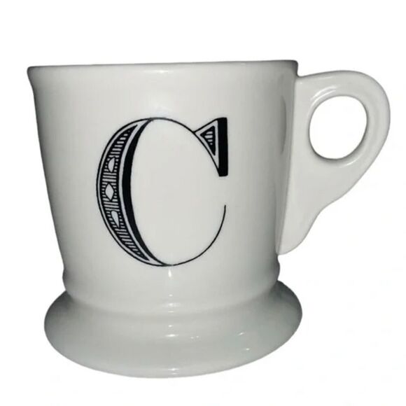 Anthropologie White Monogram C Pedestal Mug - Picture 1 of 12